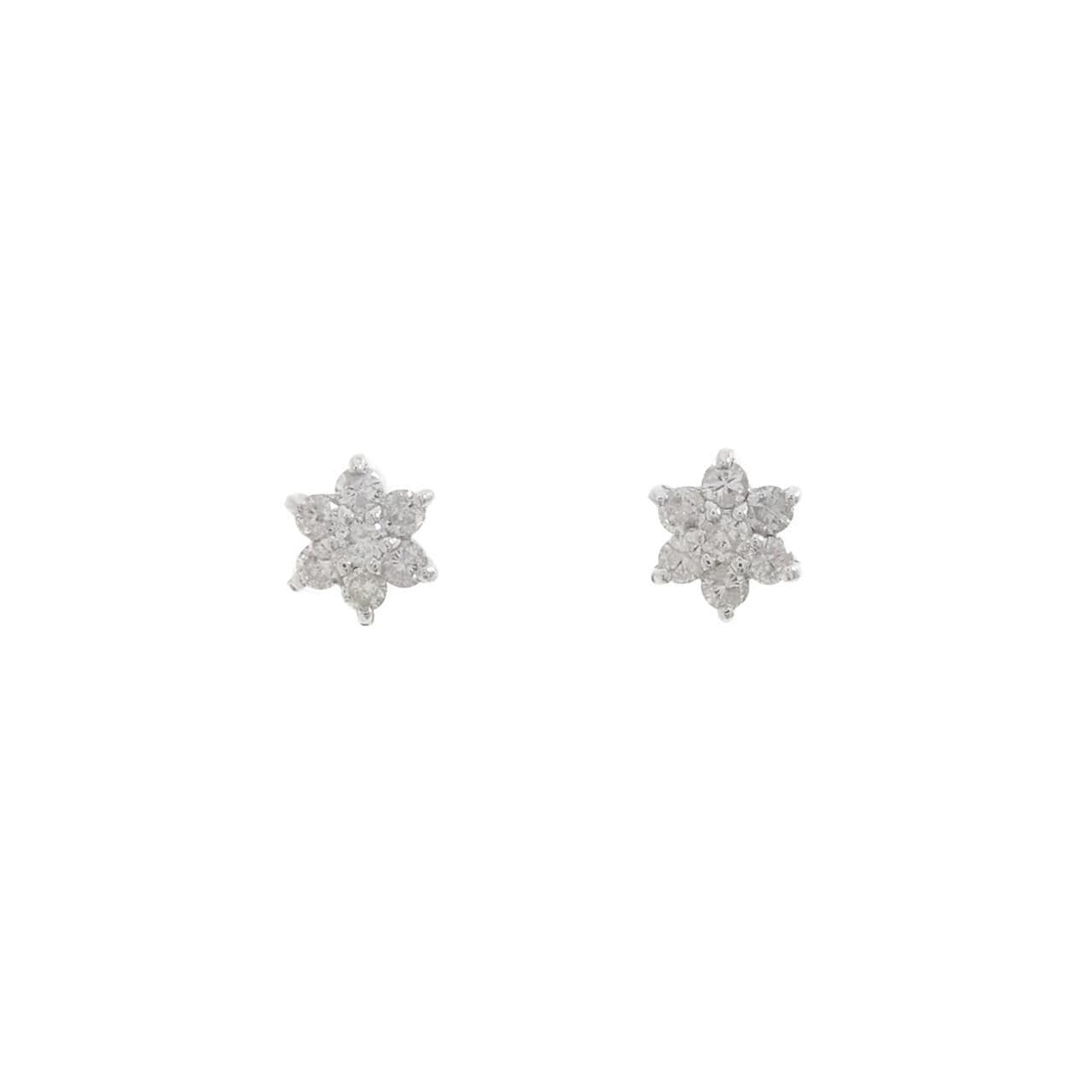 K18WG フラワー ダイヤモンド ピアス 0.50CT