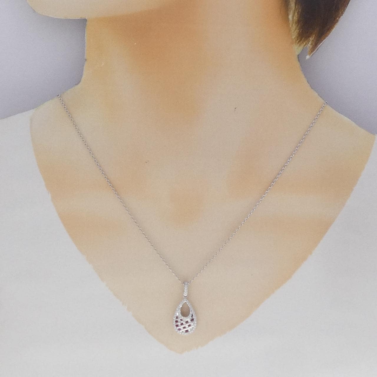 K18WG ルビー ネックレス 0.21CT