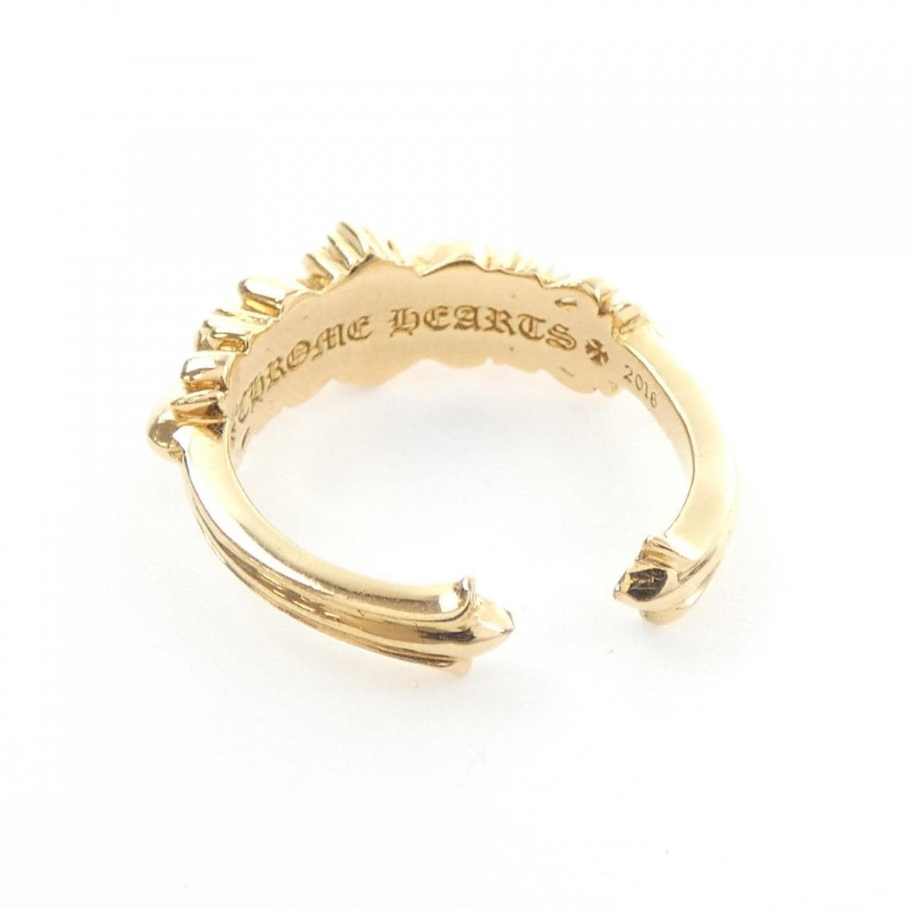 クロムハーツ CHROME HEARTS BABY CLSC DBL FLRL CRS OPEN GLD 207159922GLD RING