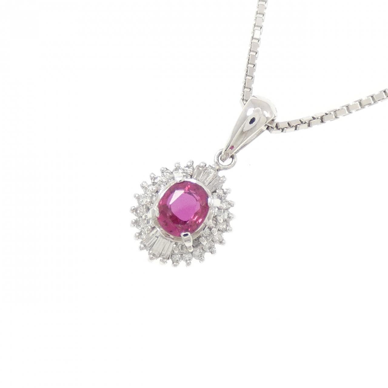 PT900/PT850 ルビー ネックレス 0.54CT
