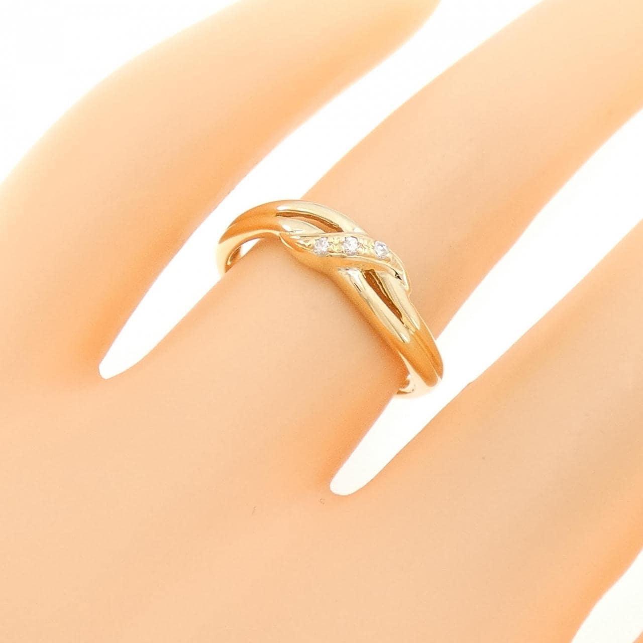 K18YG 三石钻石戒指 0.03CT
