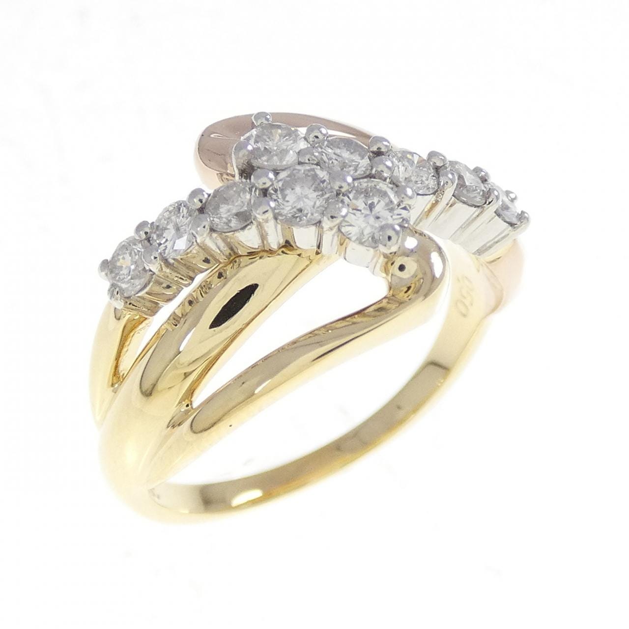 K18YG/PT900/K18PG ダイヤモンド リング 0.50CT