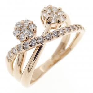 K18PG フラワー ダイヤモンド リング 0.40CT