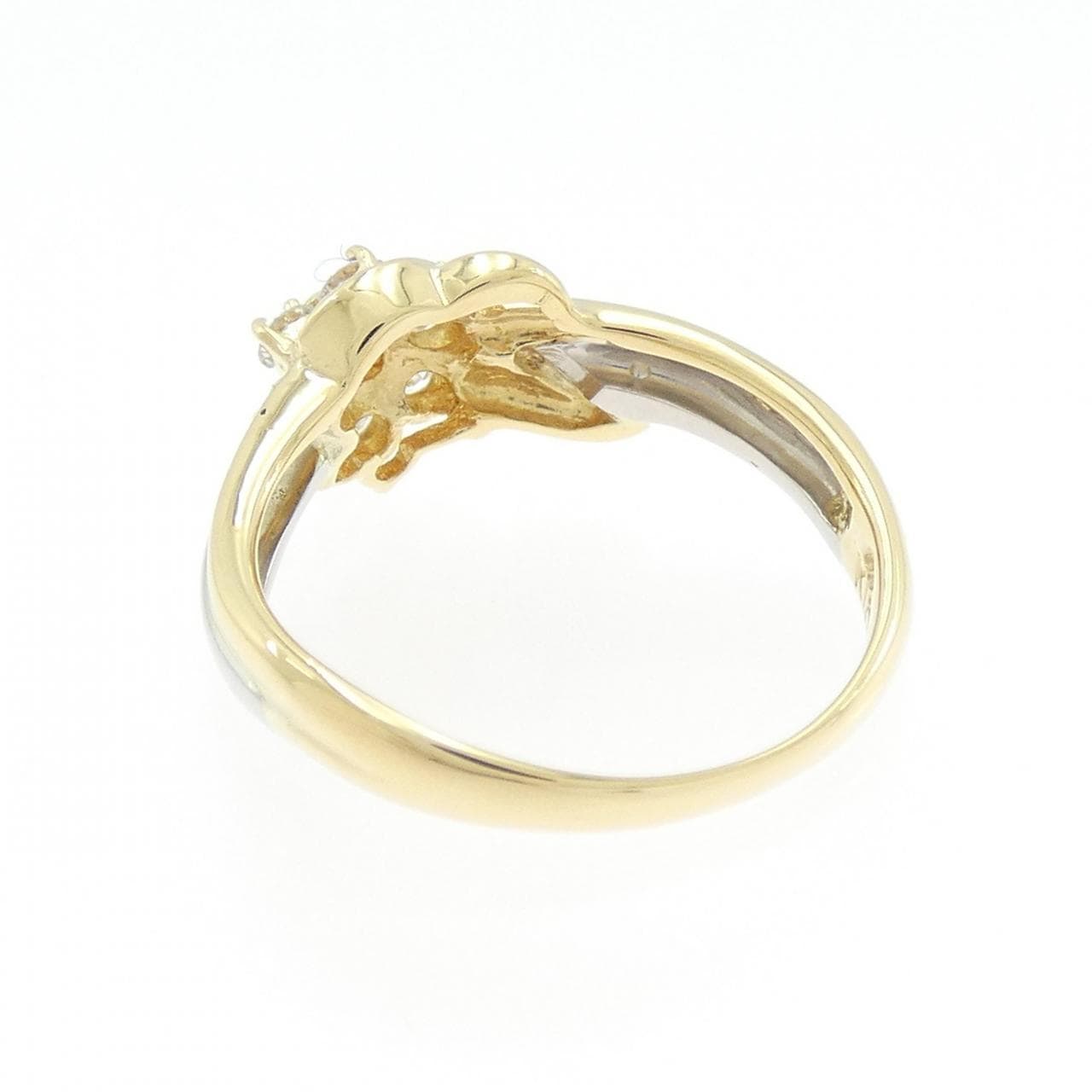 K18YG/PT850 フラワー ダイヤモンド リング 0.32CT