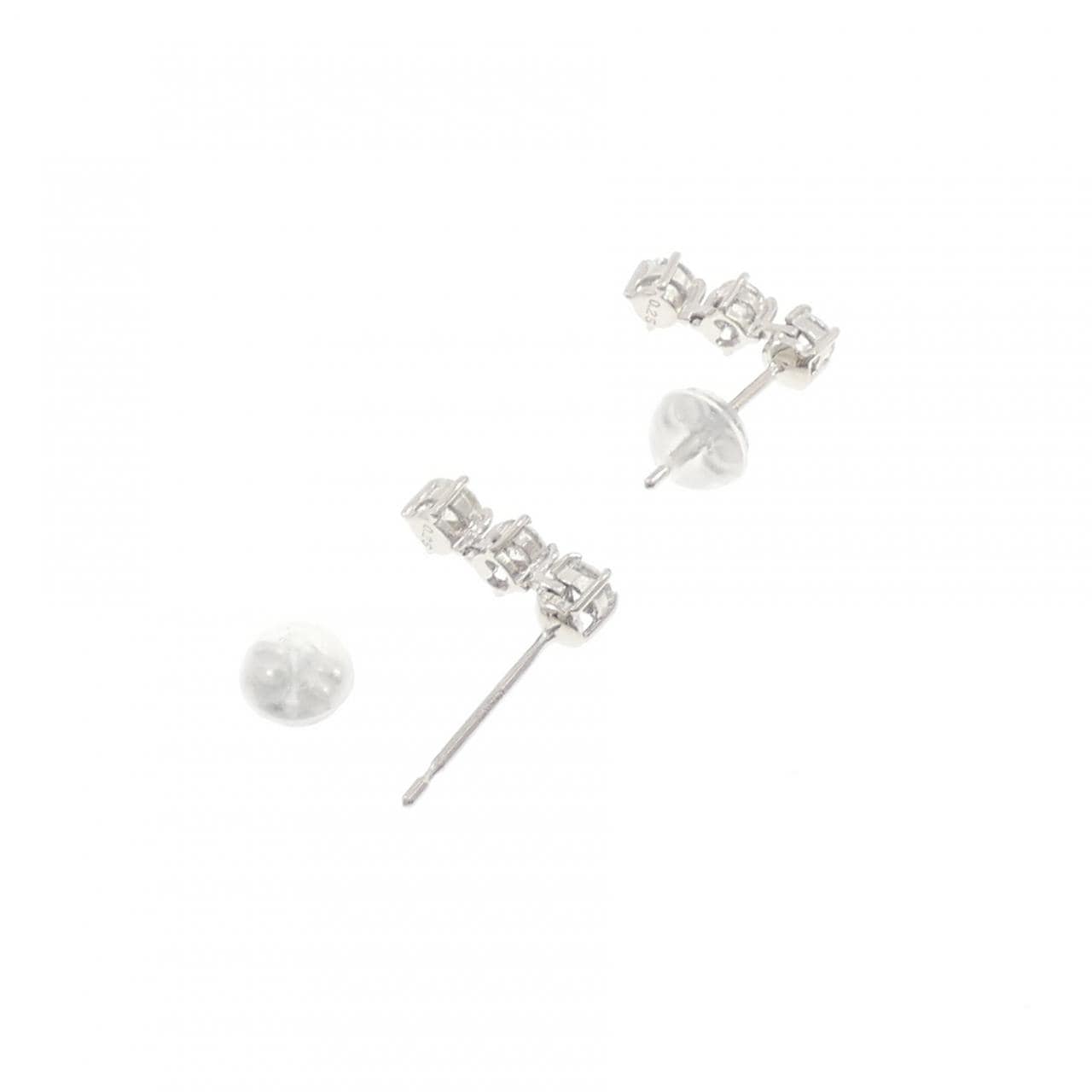K14WG スリーストーン ダイヤモンド ピアス 0.50CT