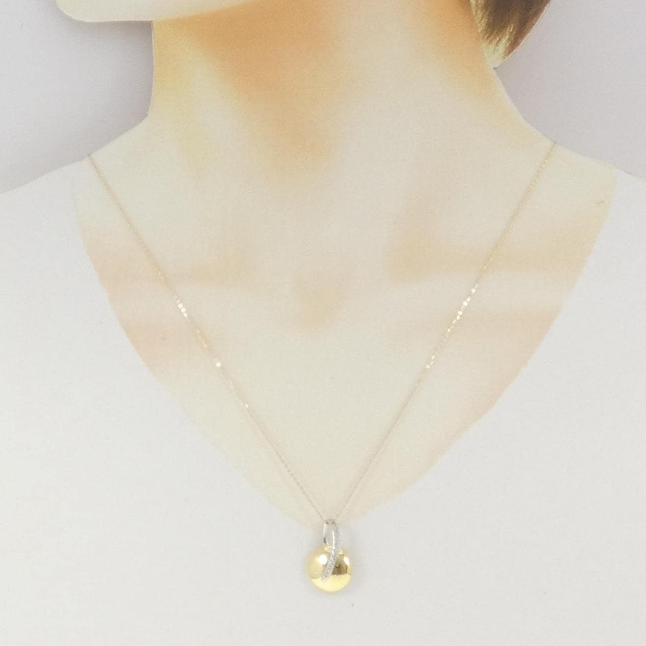 K18YG/K18WG ダイヤモンド ネックレス 0.08CT