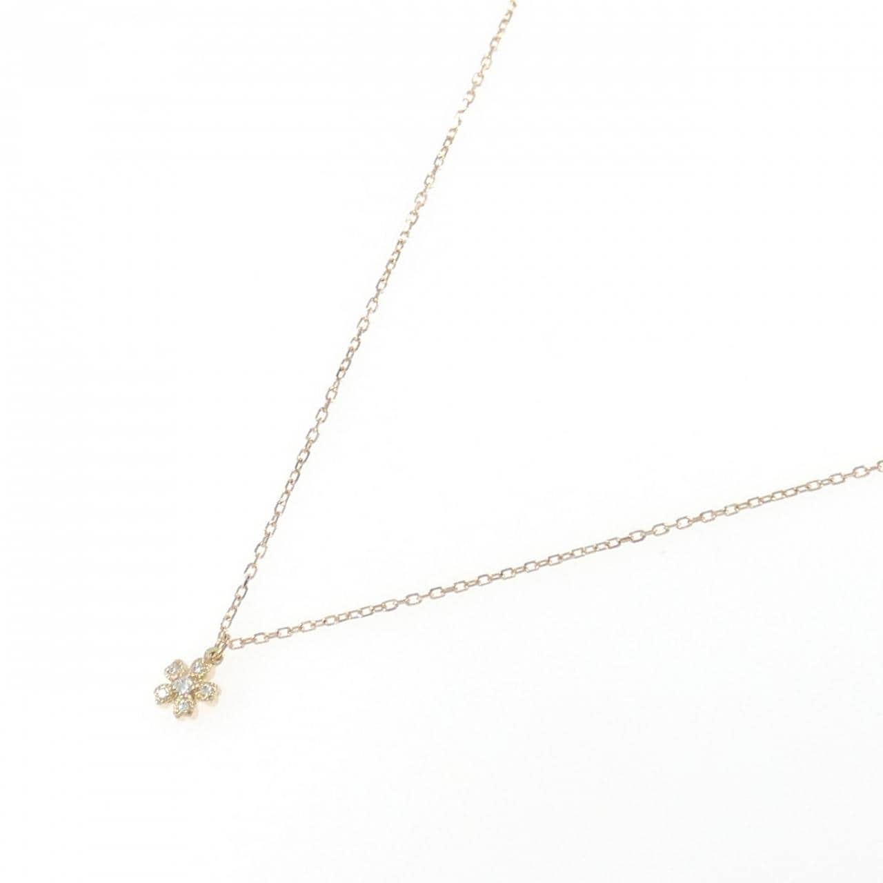 K18PG フラワー ダイヤモンド ネックレス 0.01CT