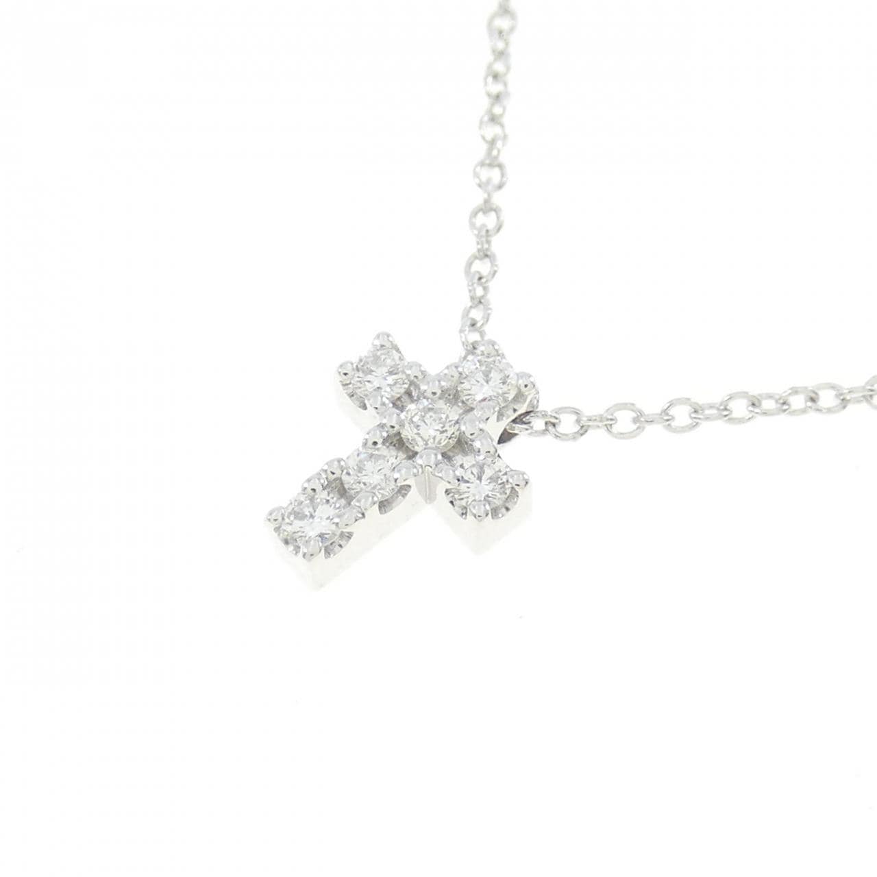K18WG クロス ダイヤモンド ネックレス 0.10CT