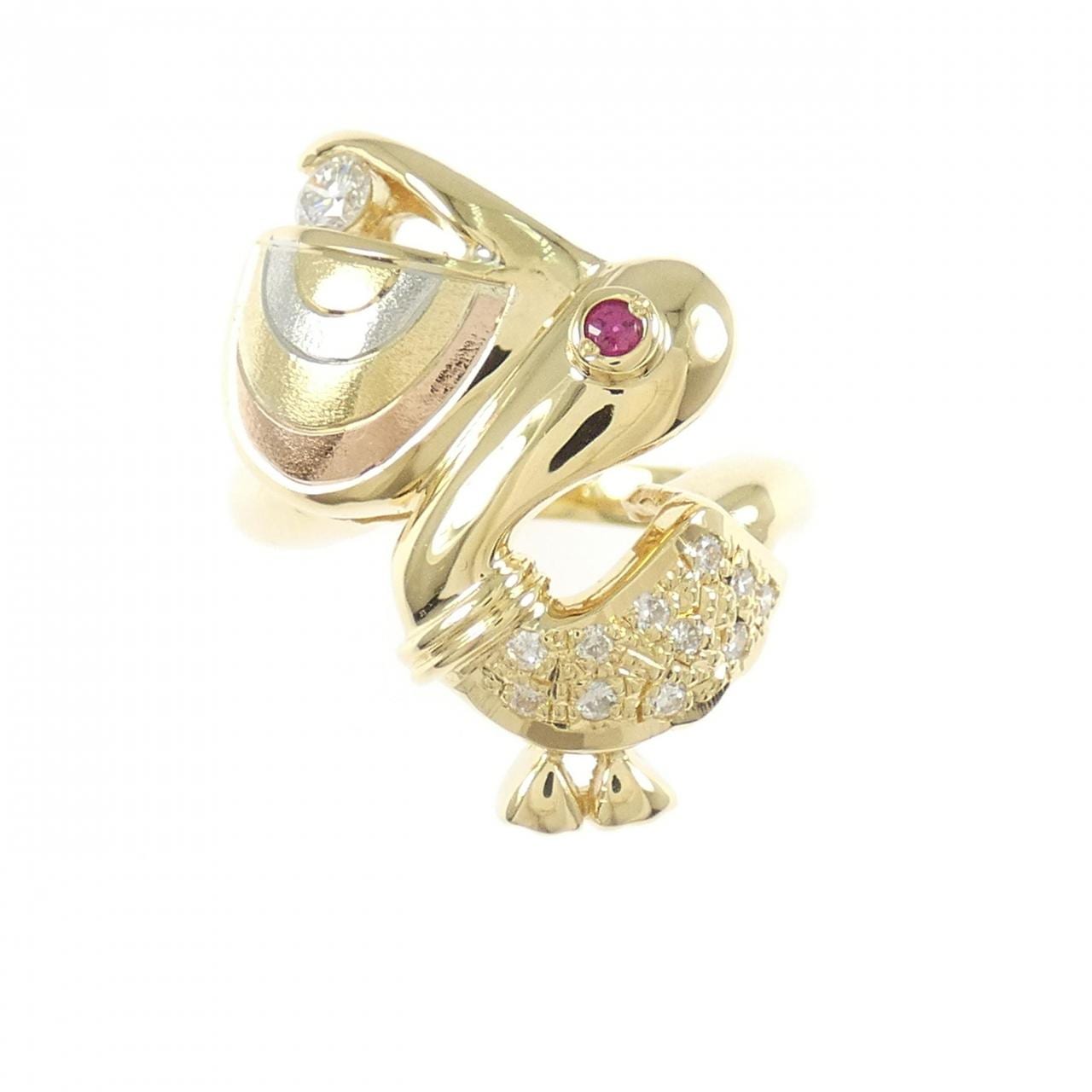 K18YG/PT900/K18PG Pelican Ruby Ring
