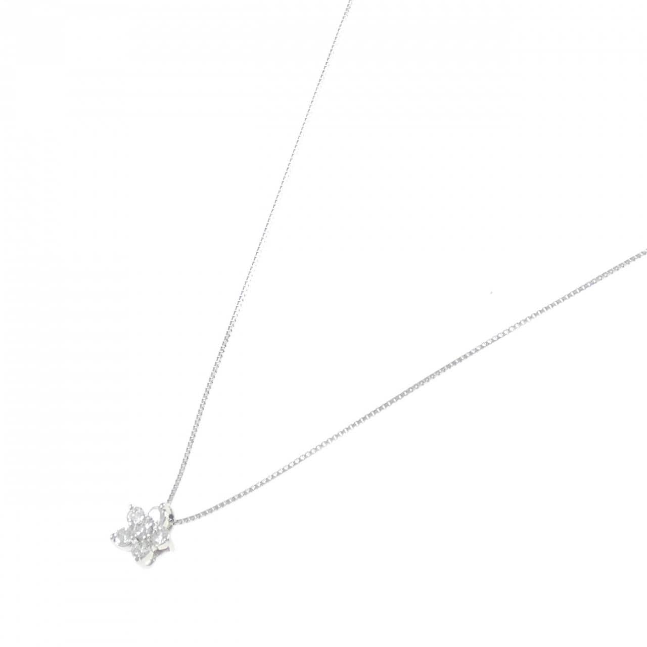 PT900/PT850 フラワー ダイヤモンド ネックレス 0.20CT