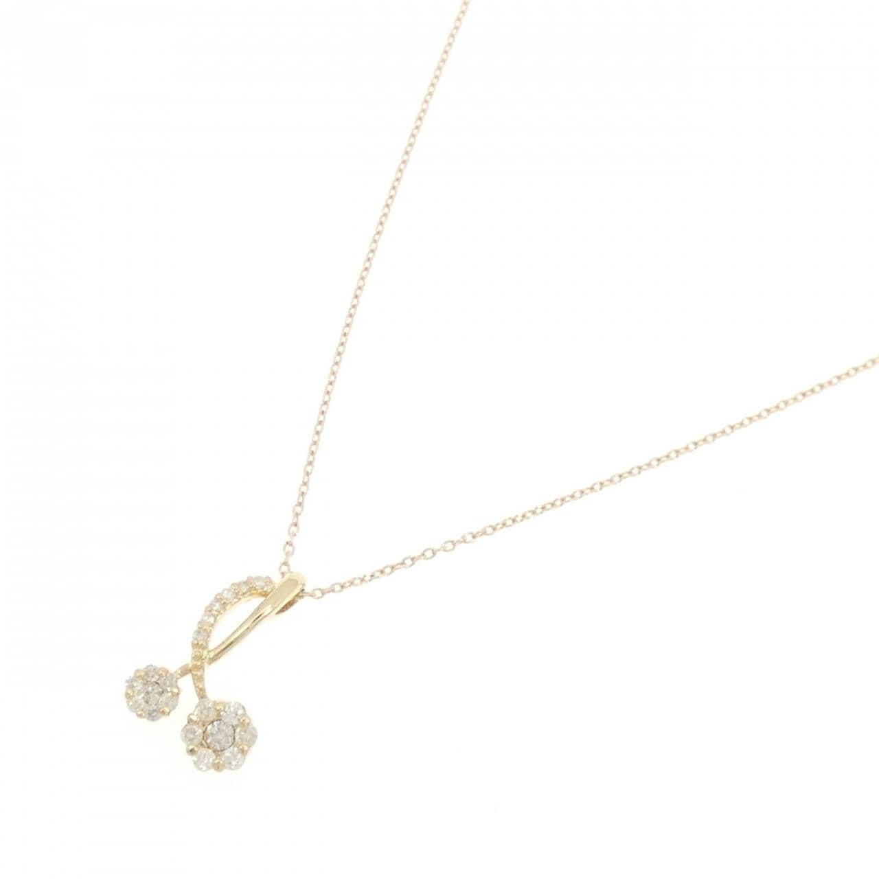 K10YG フラワー ダイヤモンド ネックレス 0.23CT