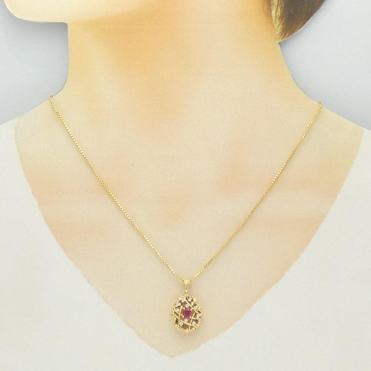 K18YG ルビー ネックレス 0.35CT