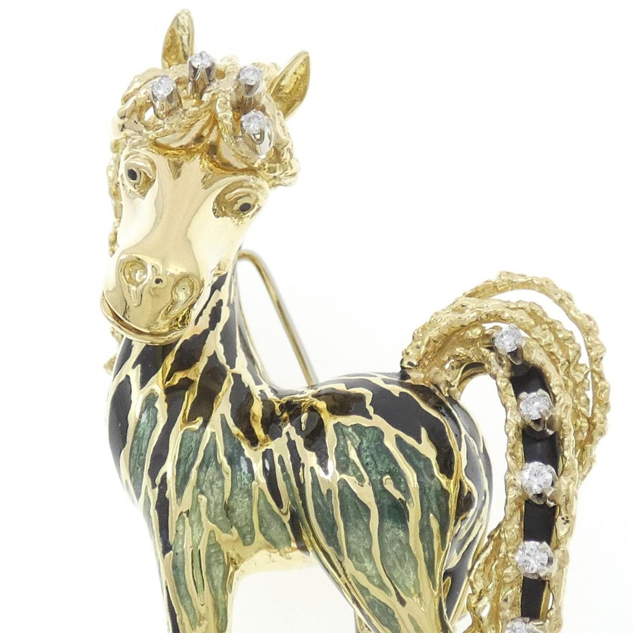 750YG/750WG ホース ダイヤモンド ブローチ