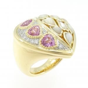 18KYG/PT900 ハート サファイヤ リング 1.73CT