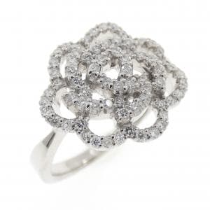 K18WG フラワー ダイヤモンド リング 0.35CT