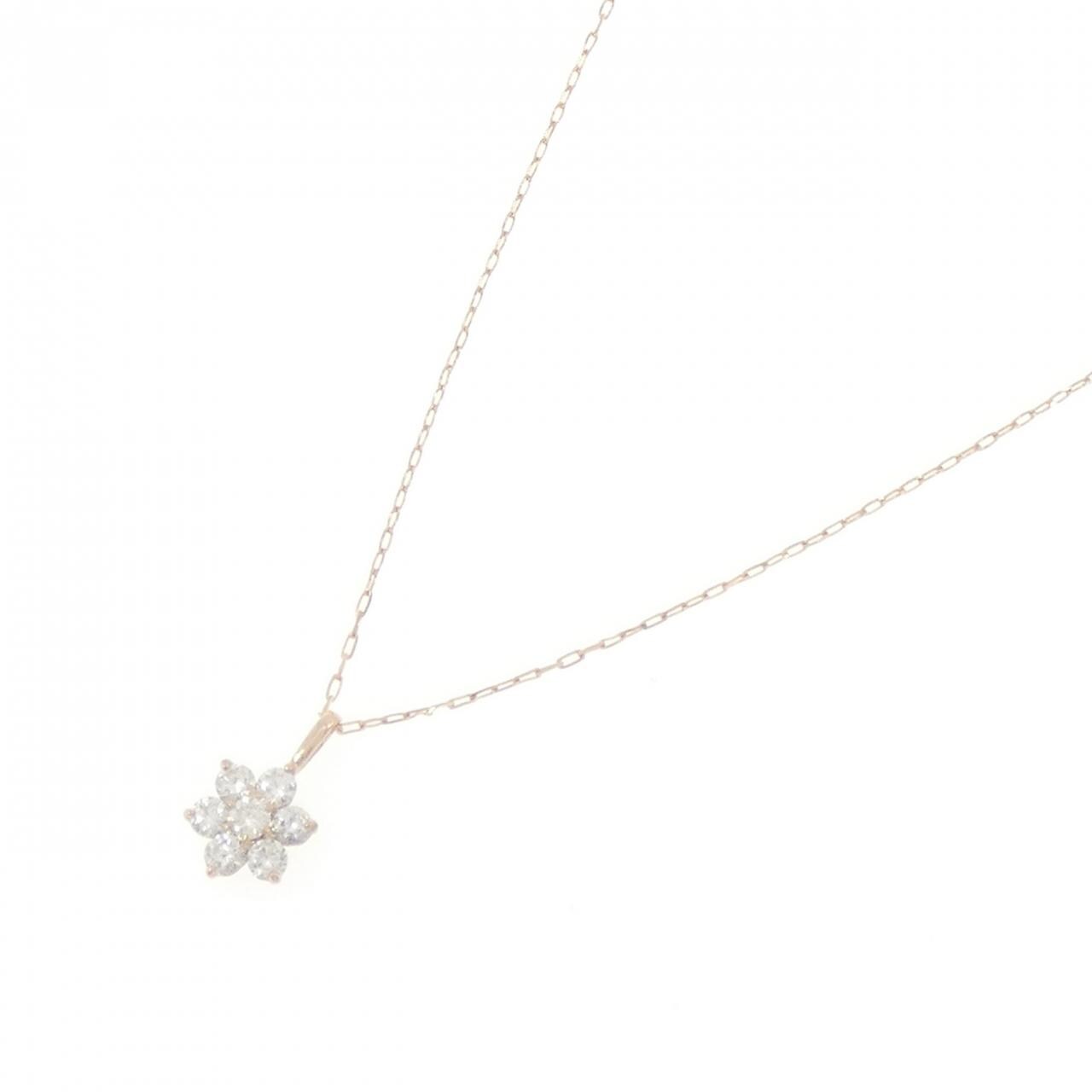 K18PG フラワー ダイヤモンド ネックレス 0.30CT