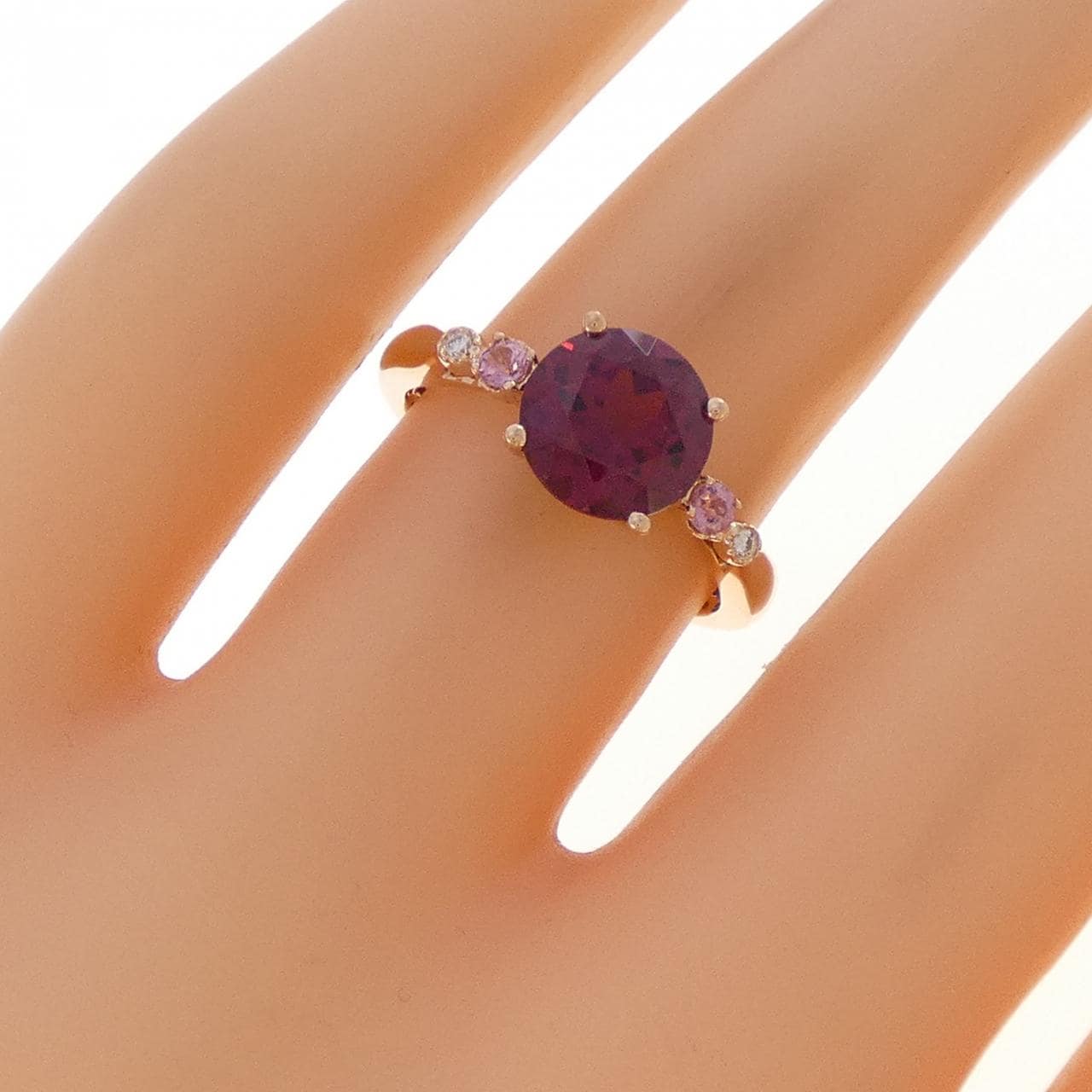 K18PG ガーネット リング 1.70CT