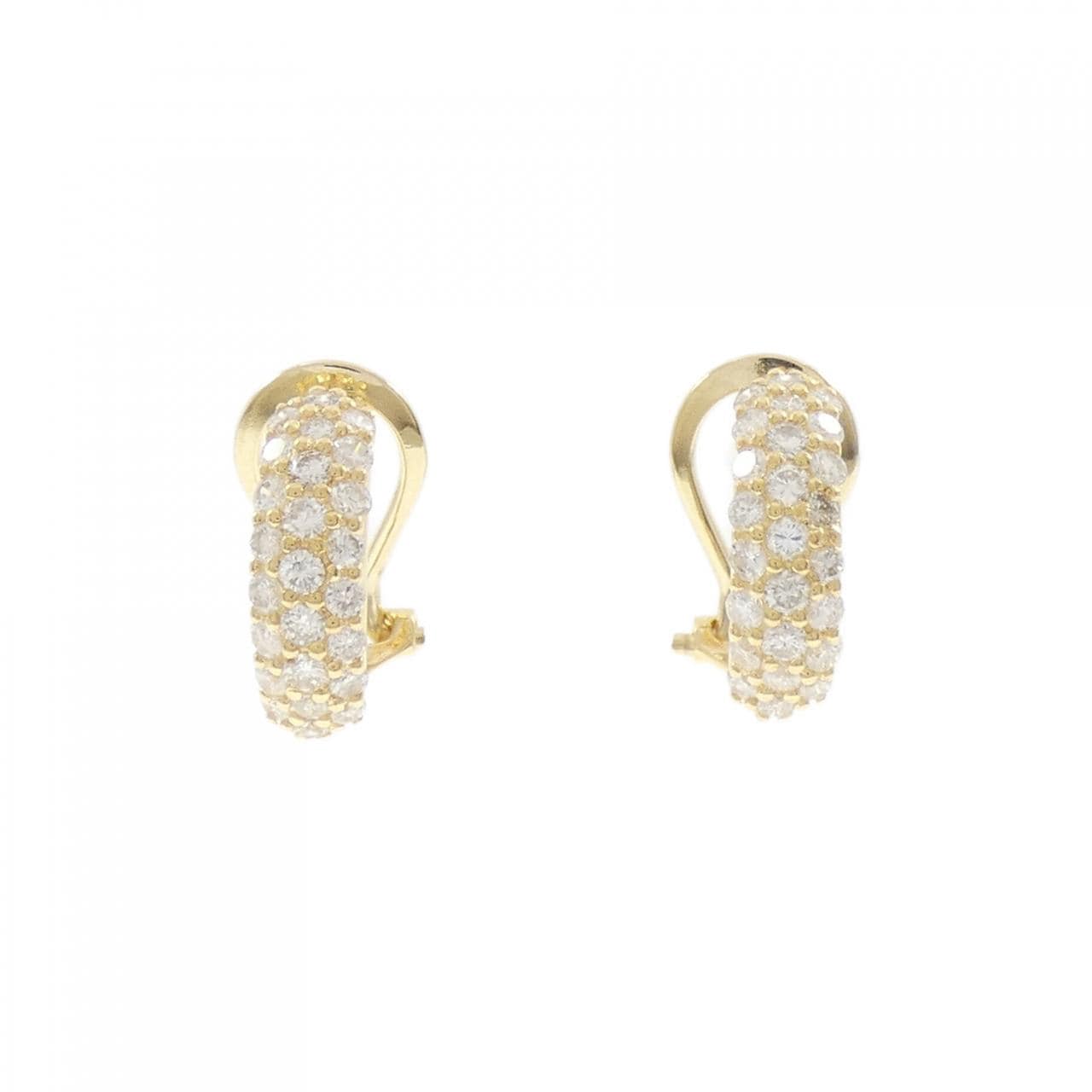K18YG パヴェ ダイヤモンド ピアス 0.80CT