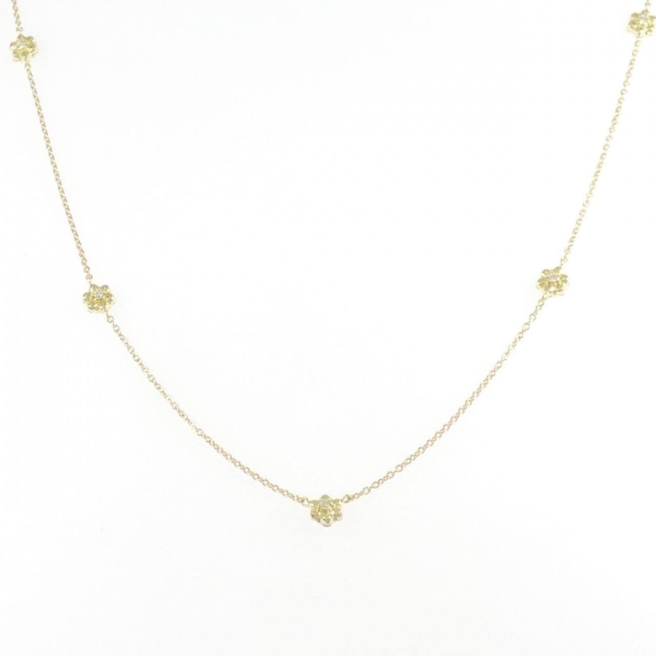 K18YG フラワー ダイヤモンド ネックレス 0.51CT