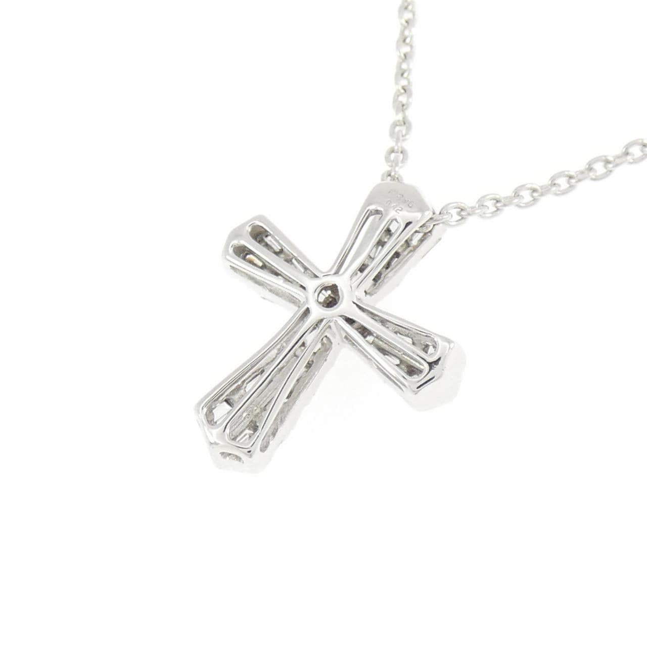 K18WG クロス ダイヤモンド ネックレス 0.42CT