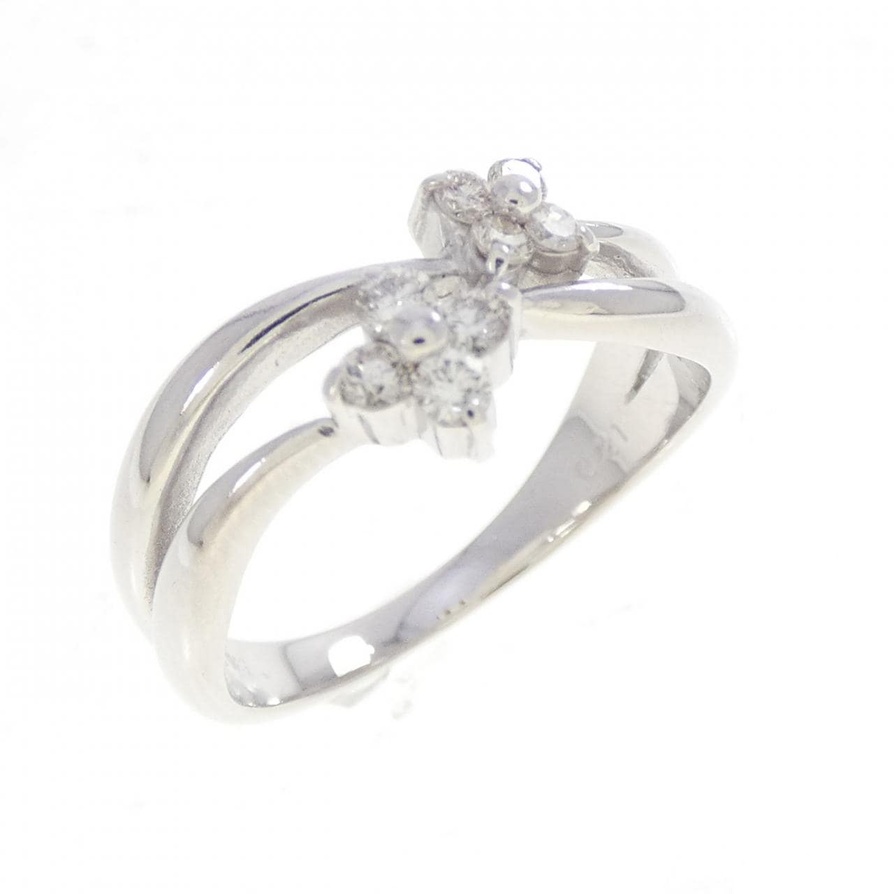 K18WG フラワー ダイヤモンド リング 0.21CT