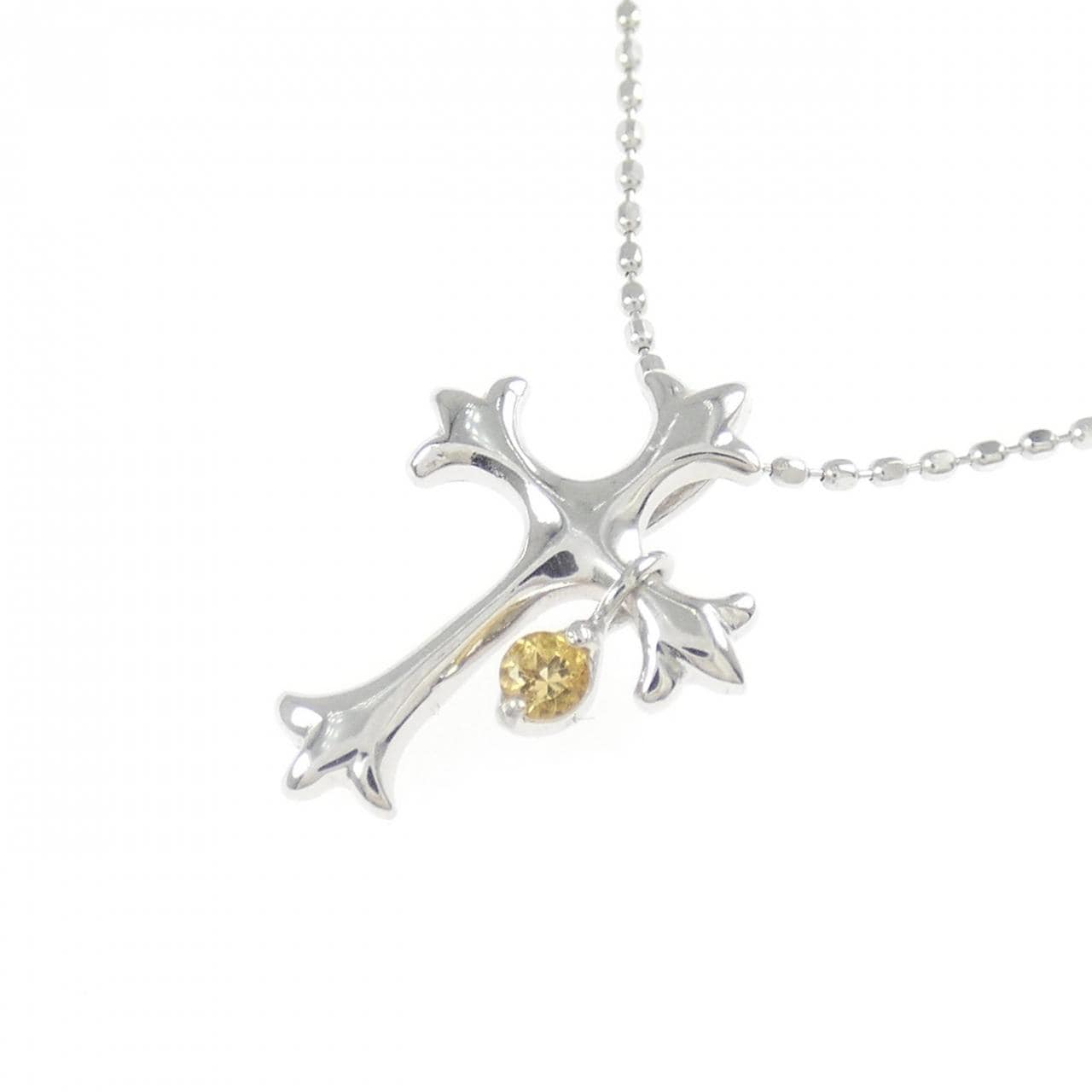 K18WG クロス シトリン ネックレス