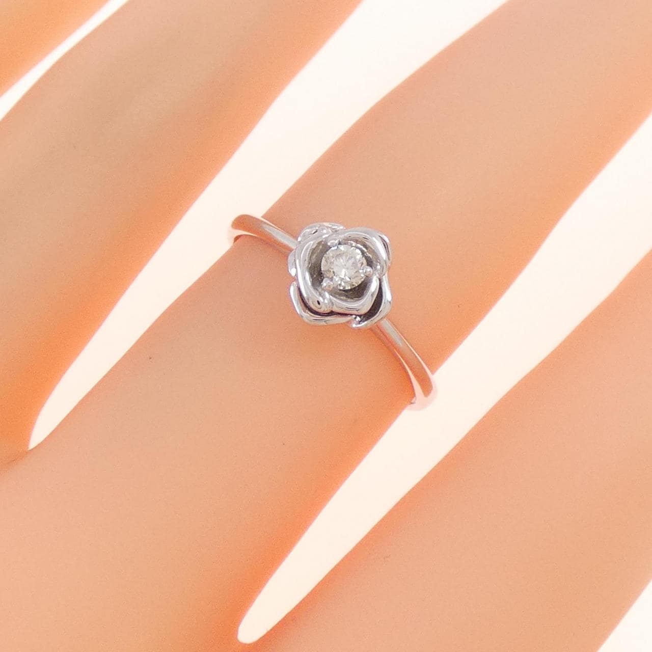 K18WG ローズ ダイヤモンド リング 0.06CT