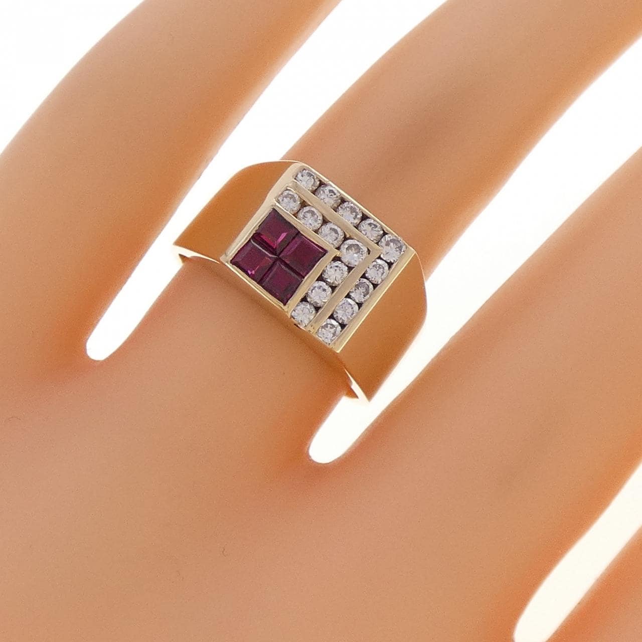 K18YG ルビー リング 0.42CT