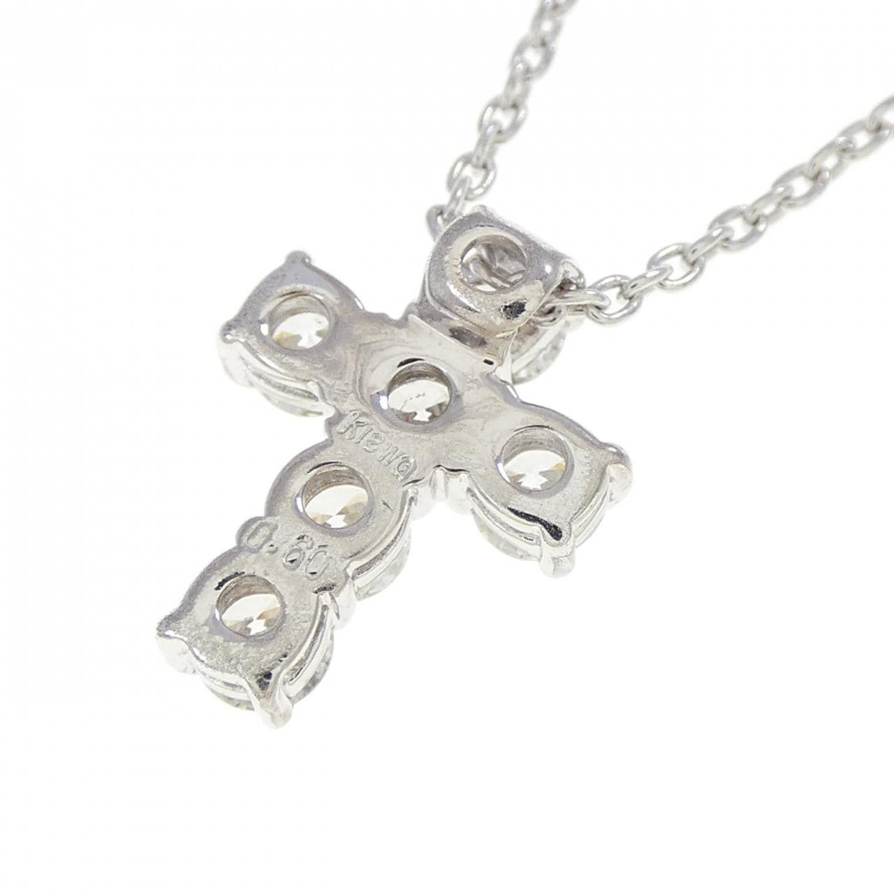 K18WG クロス ダイヤモンド ネックレス 0.60CT