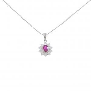 PT900/PT850 ルビー ネックレス 0.41CT