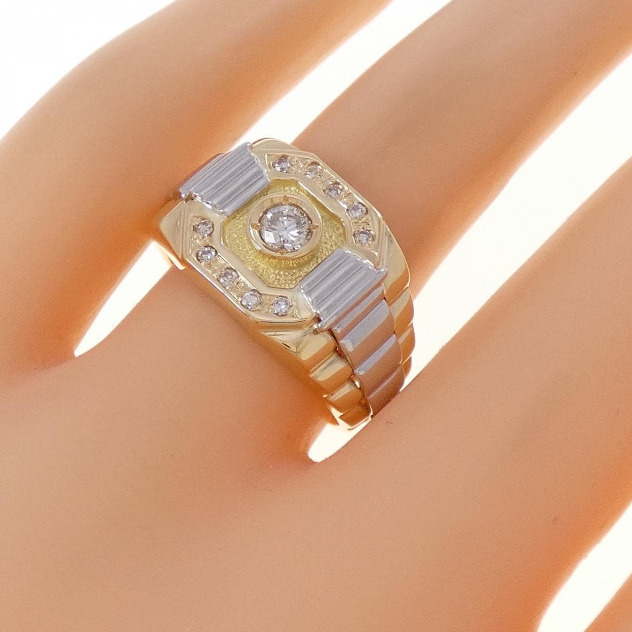 K18YG/PT900鑽石戒指 0.25克拉