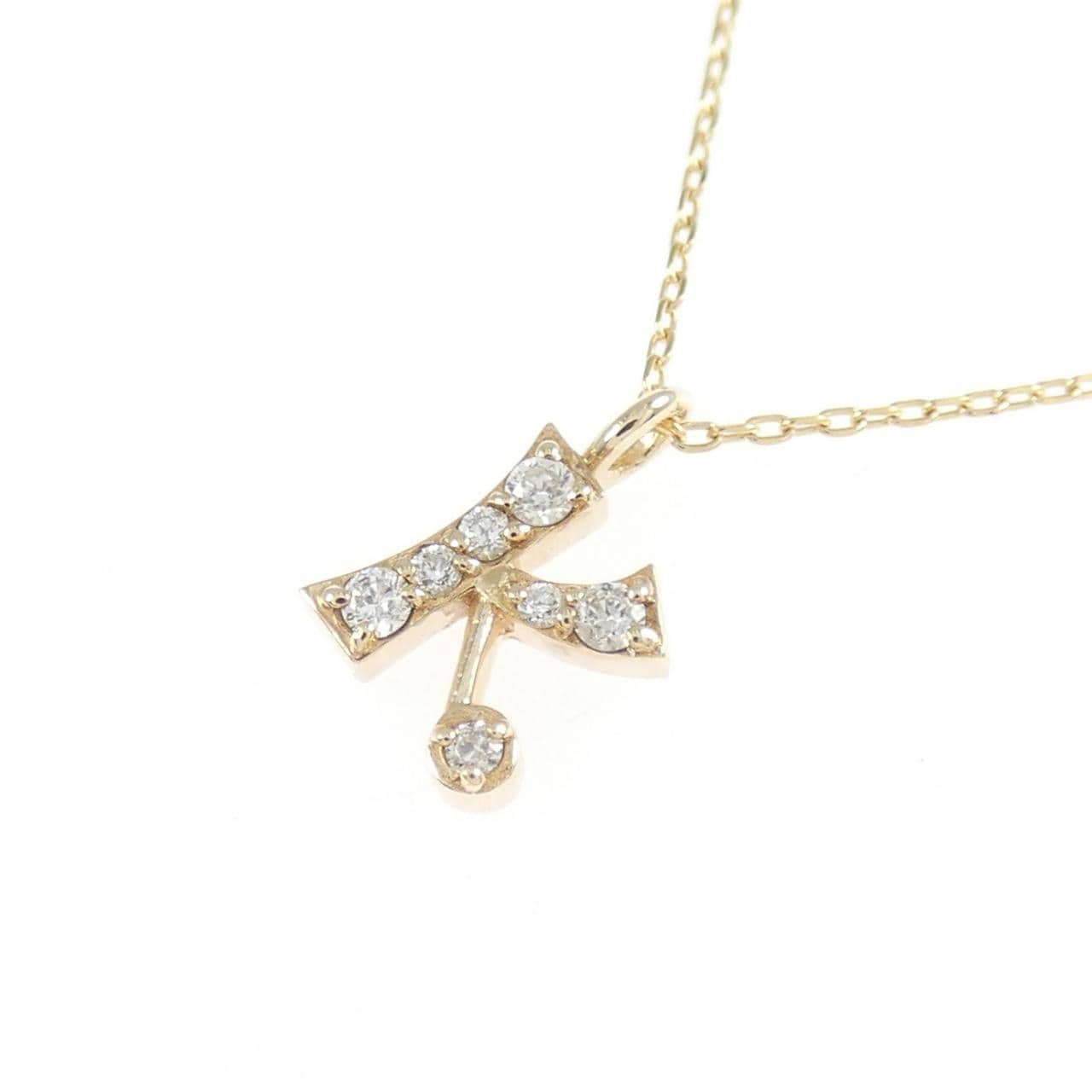K10YG イニシャルK ダイヤモンド ネックレス 0.05CT