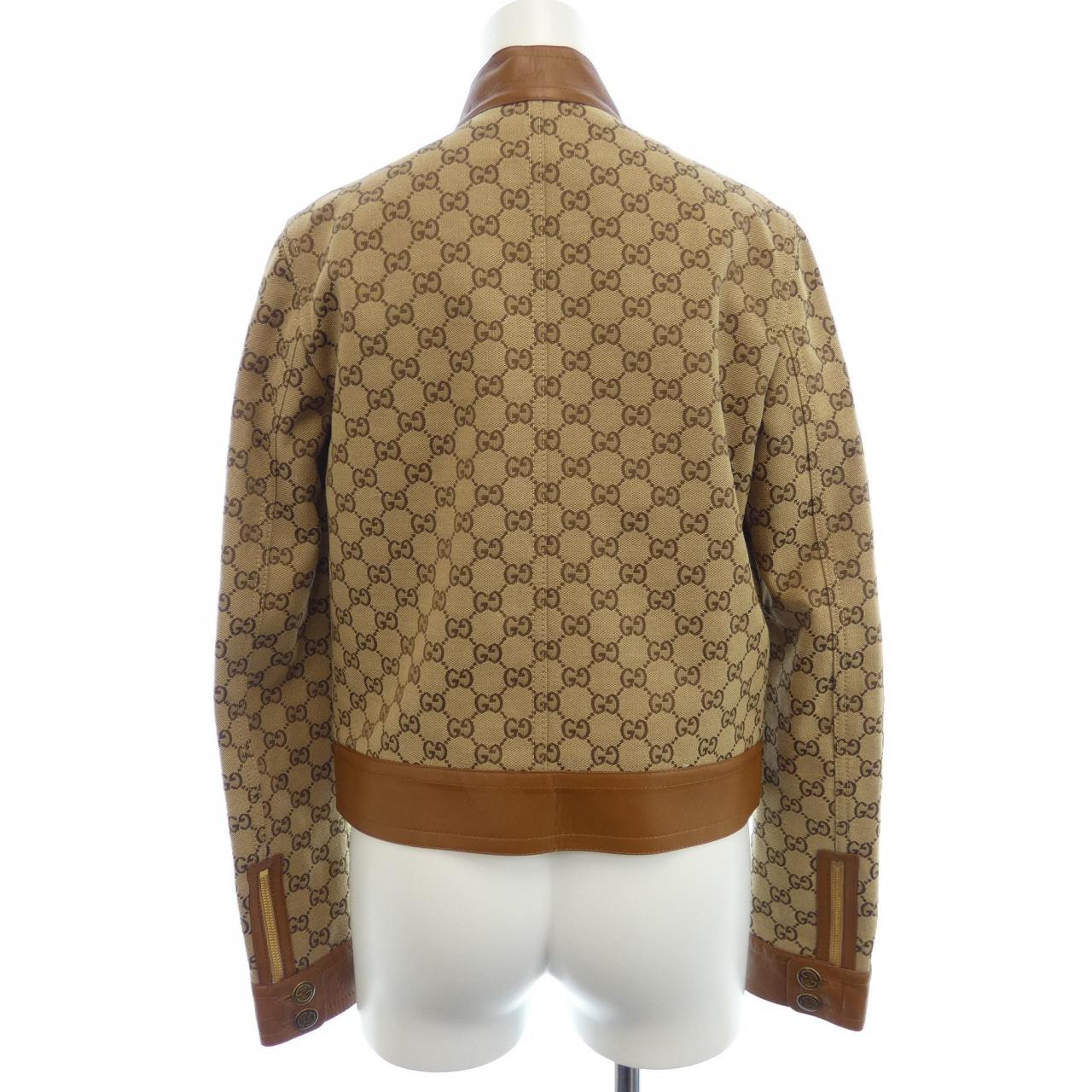 グッチ GUCCI レザー トリム GGキャンバス 681034 Z8AV6 ジャケット