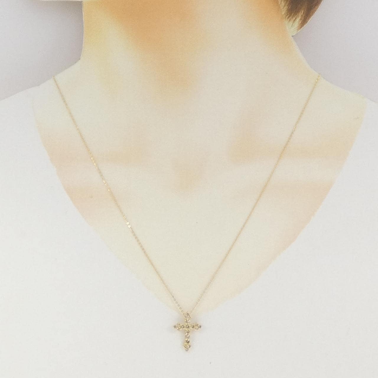 K18YG クロス ダイヤモンド ネックレス 0.50CT