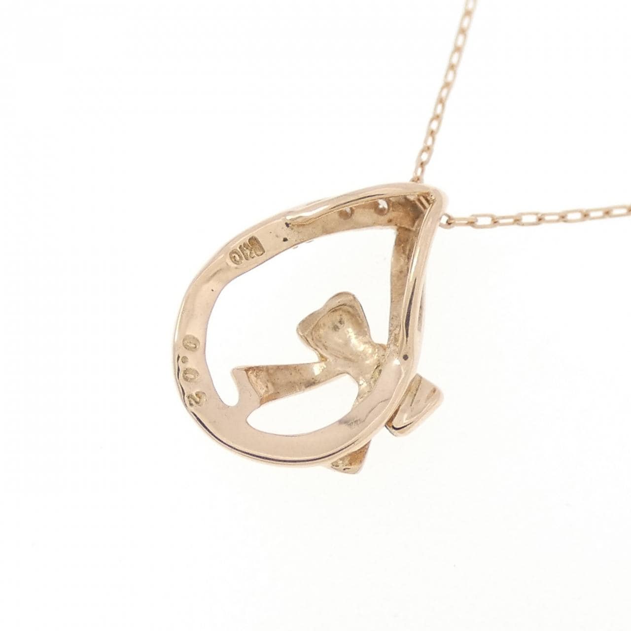 K10PG リボン ダイヤモンド ネックレス 0.02CT