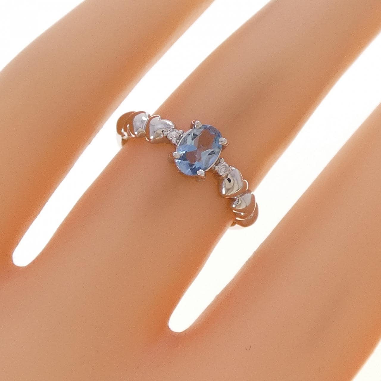 PT900 ハート アクアマリン リング