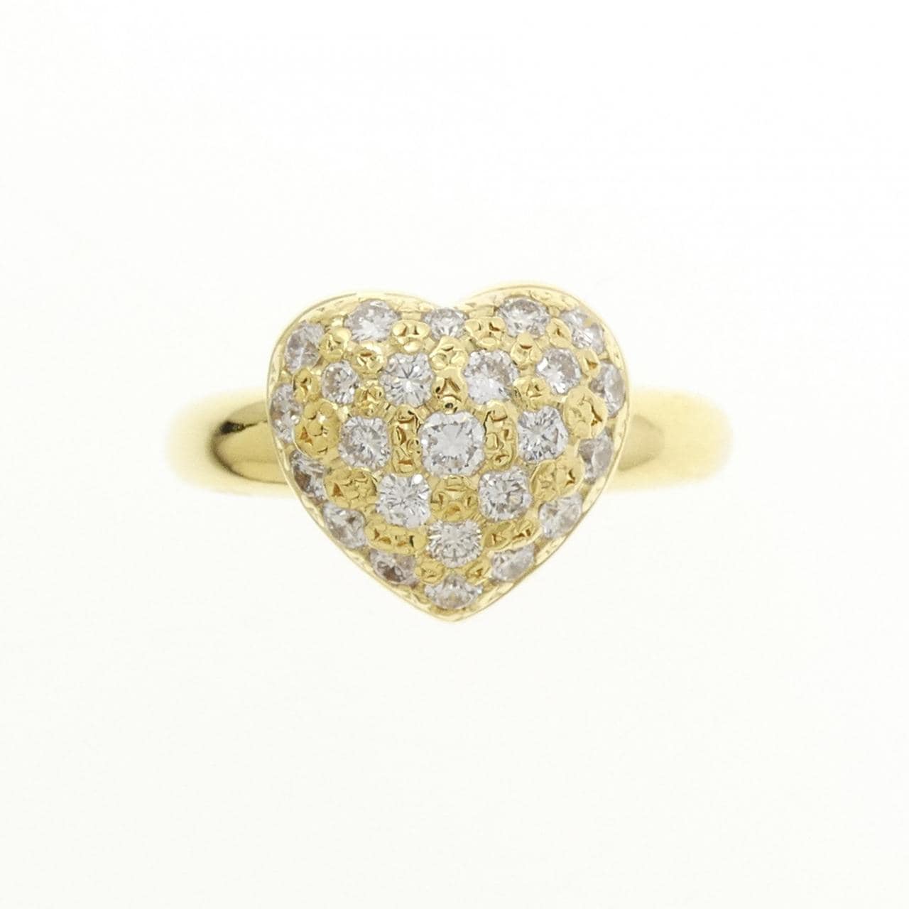 K18YG ハート×パヴェ ダイヤモンド リング 0.58CT