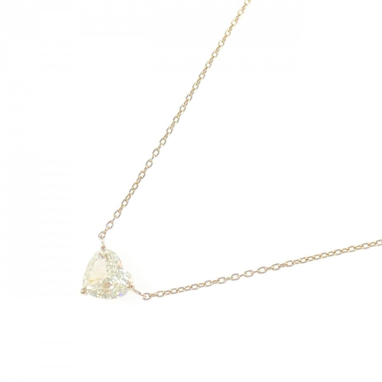 K18PG ダイヤモンド ネックレス 1.006CT L SI1 ハートシェイプ