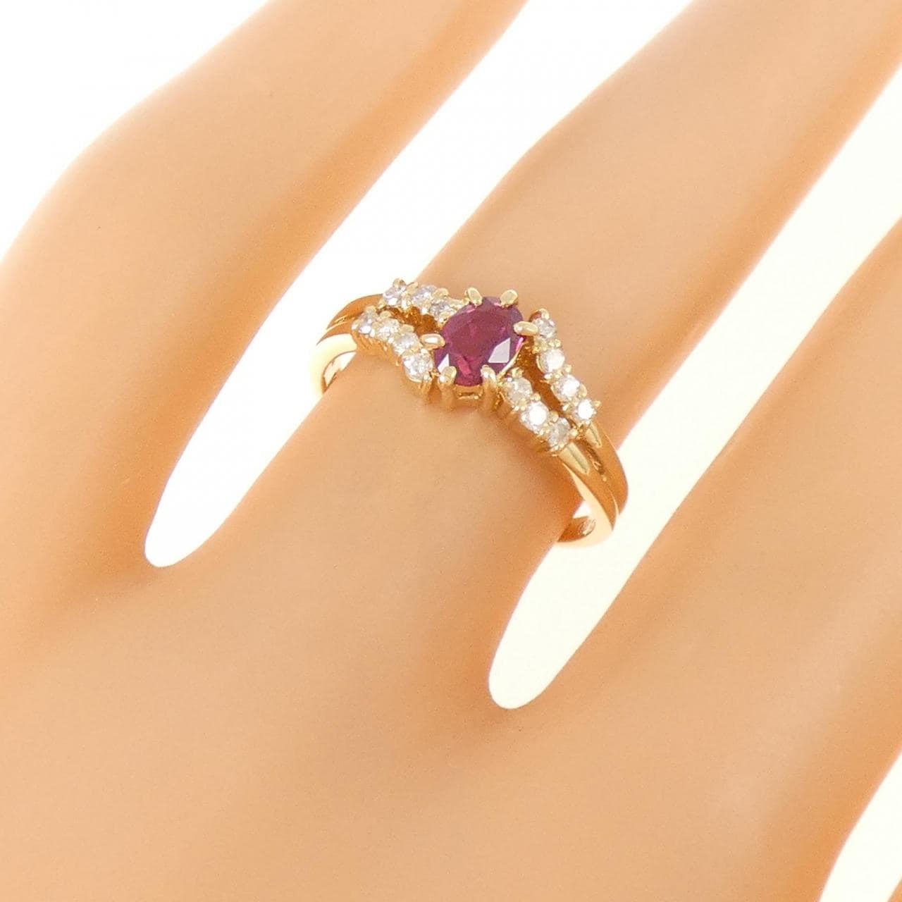 K18YG ルビー リング 0.39CT