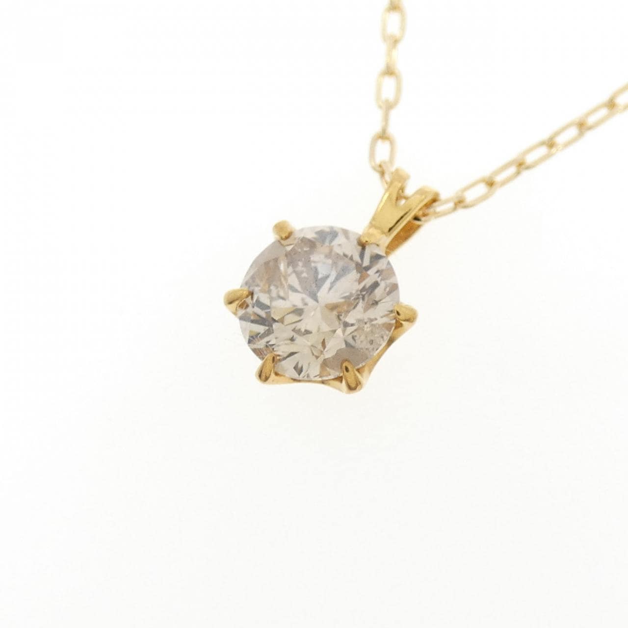 K24YG/K18YG ソリティア ダイヤモンド ネックレス 0.7CT