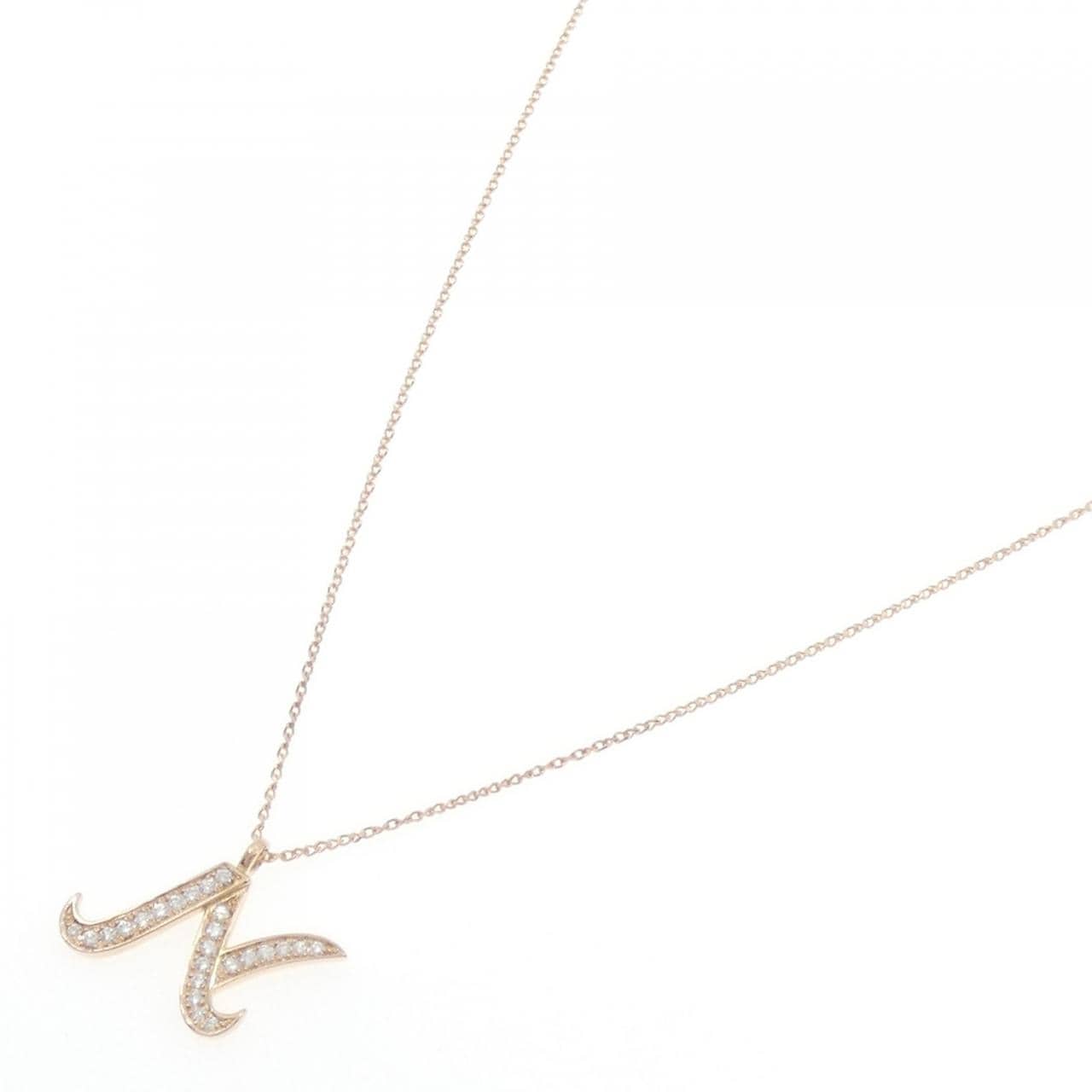 K18PG イニシャルN ダイヤモンド ネックレス 0.31CT