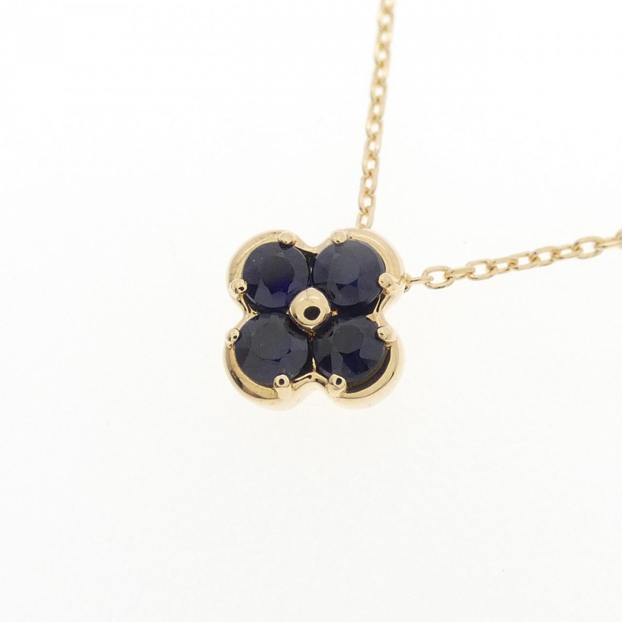 K18YG花朵藍寶石項鏈