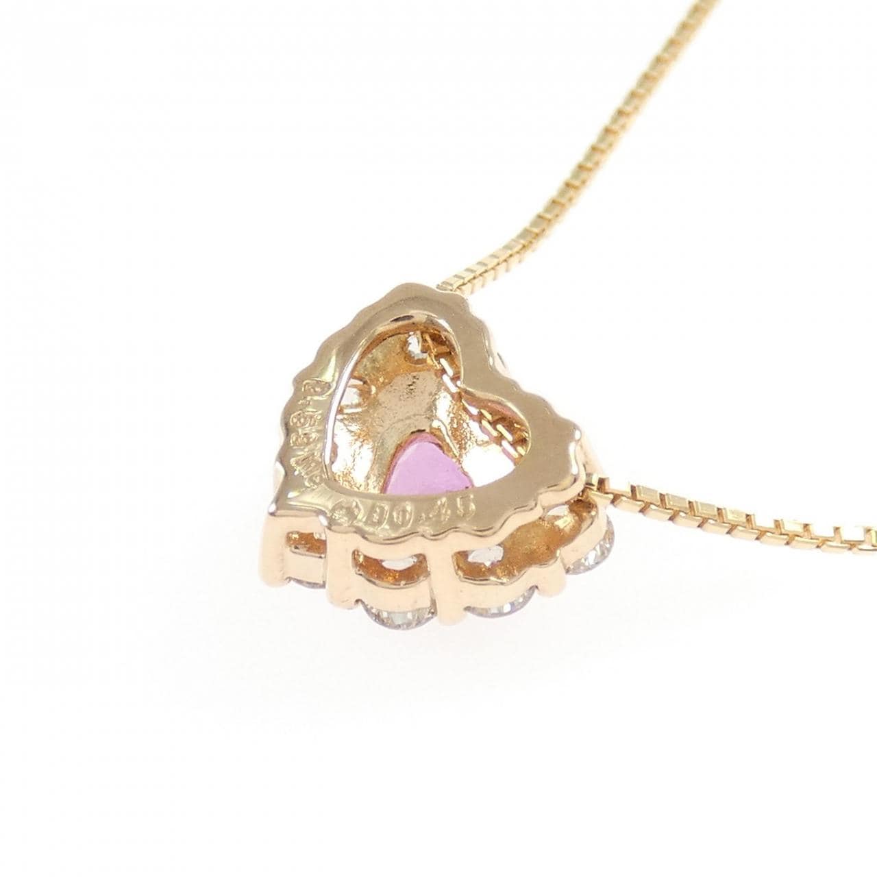K18PG ハート サファイヤ ネックレス 0.59CT
