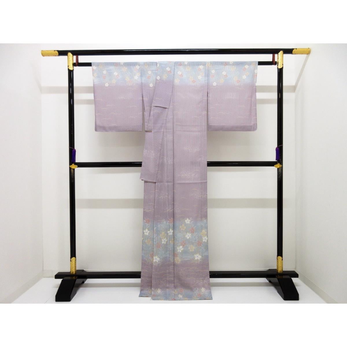 化繊　単衣　変わり竪絽訪問着