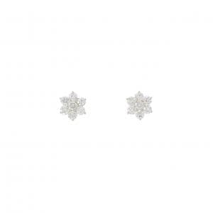 【リメイク】K10YG フラワー ダイヤモンド ピアス 0.50CT
