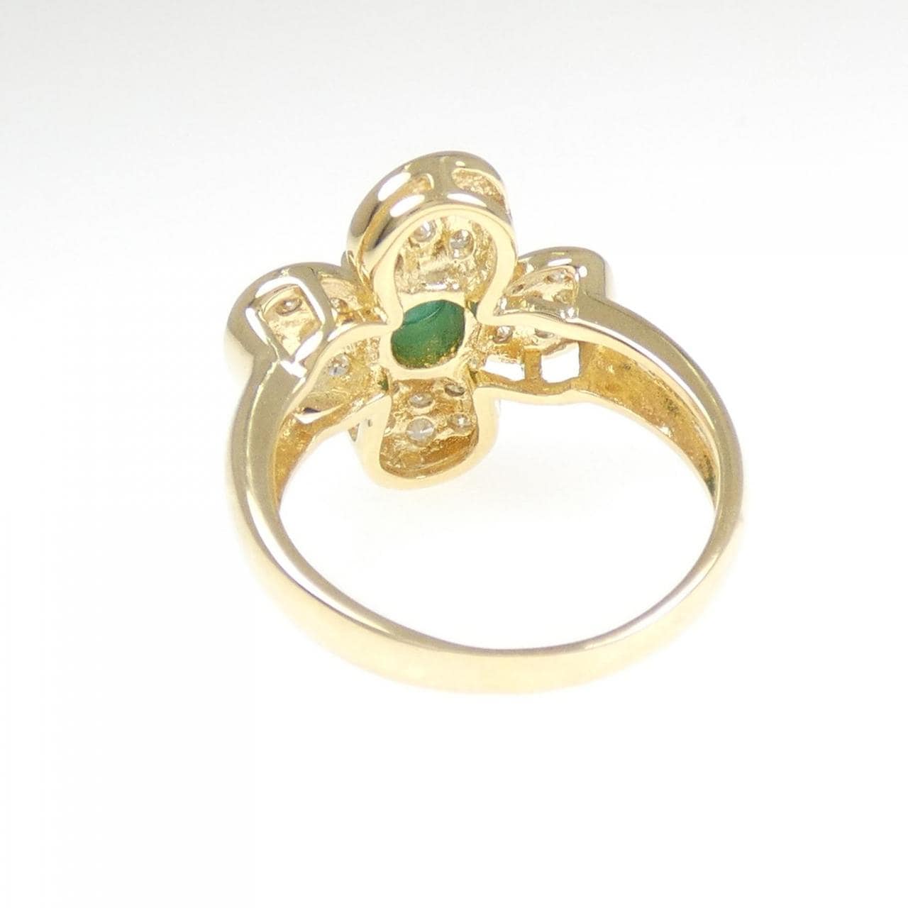 K18YG フラワー エメラルド リング 0.61CT