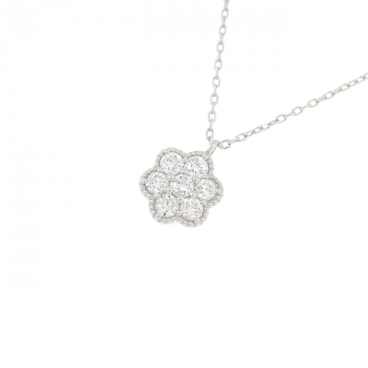 PT900/PT850 フラワー ダイヤモンド ネックレス 0.15CT