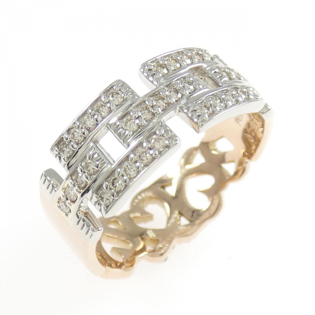 K18PG/PT900 ハート ダイヤモンド リング 0.32CT