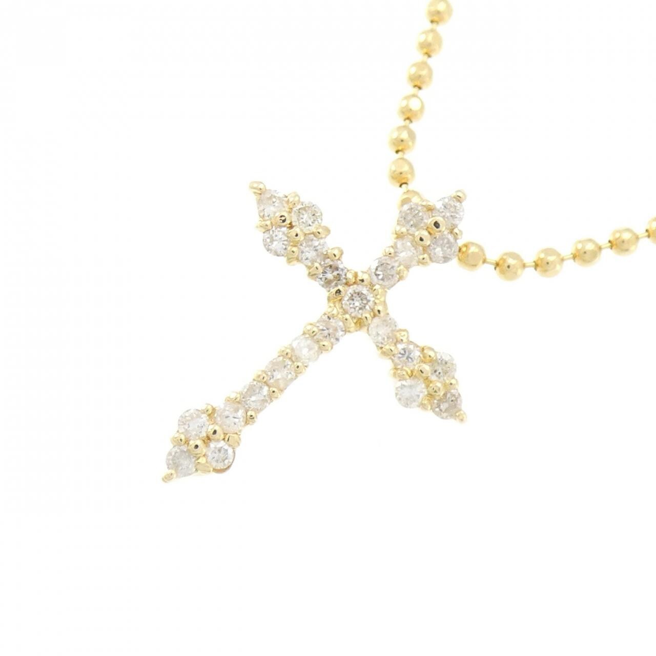 K18YG クロス ダイヤモンド ネックレス 0.30CT