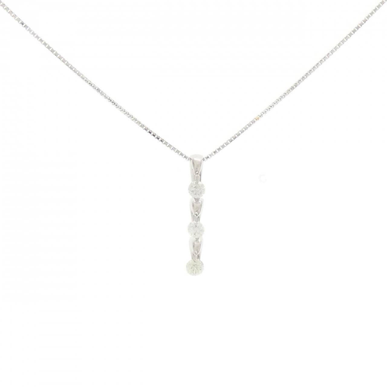 K18WG 三石钻石项链 0.31CT